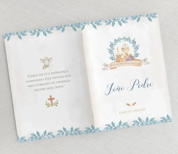 Lembrança Eucaristia - Livrinho Orações - Divino Azul