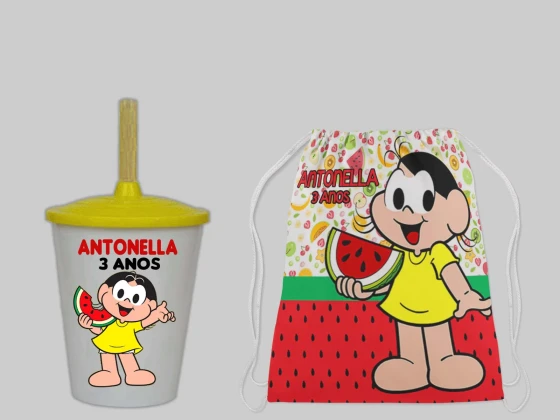Kit Mochila e Copo Twister personalizado da Magali