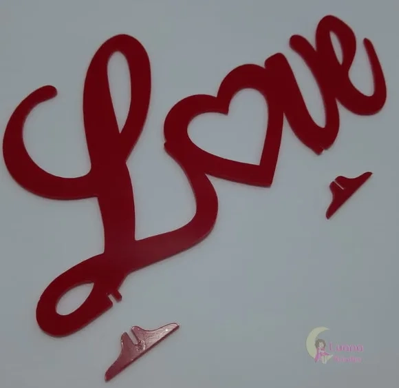 Topo De Bolo/mesa Love De Acrílico Vermelho - 1 Unidade.
