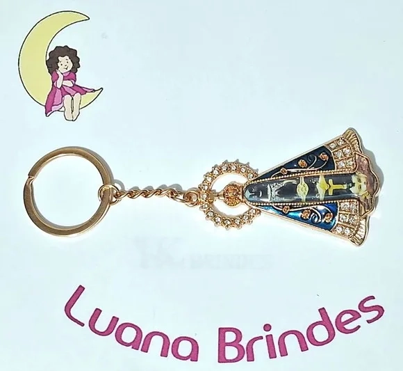 Chaveiro Nossa Senhora Aparecida Dourado com Strass 1 Peça'