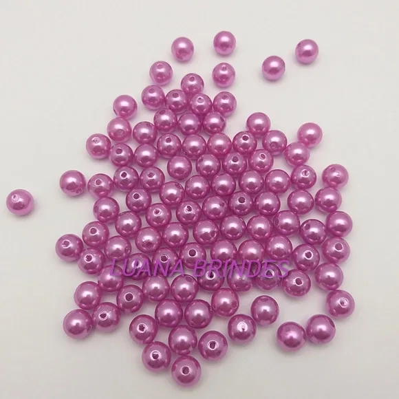 Pérolas Lisa Rosa - 8mm - pct c/ 100 unidades