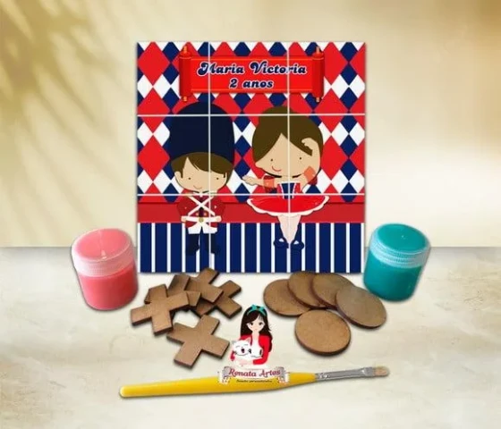 Jogo da Velha com Tinta Personalizado Bailarina e Soldadinho