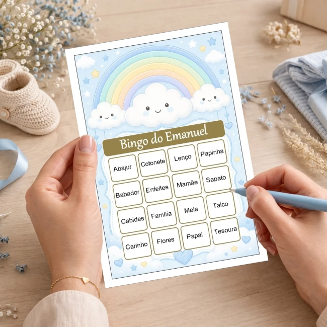 Bingo Chá de Bebê Menino PDF Para Imprimir