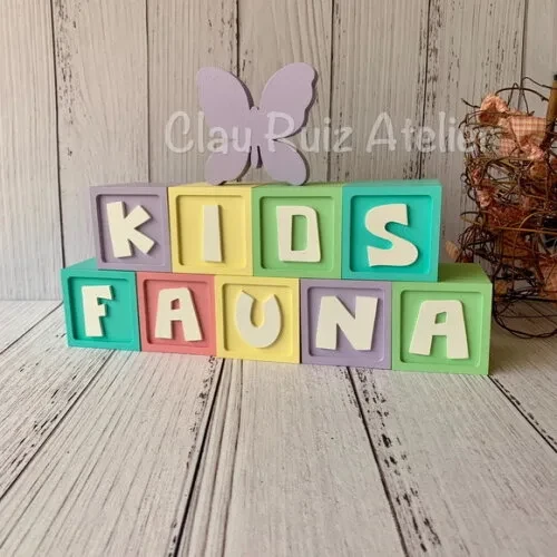 Decoração Bebê - Cubos 6x6cm Ts + Borboleta