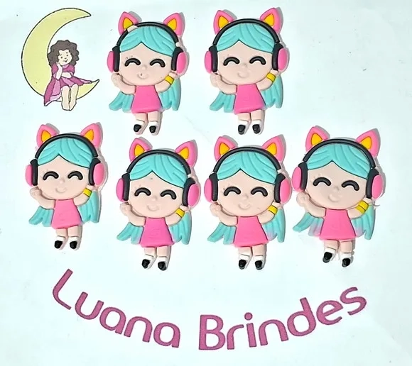 Aplique Menina de Borracha Pacotes com 6 Unidades