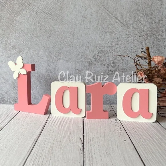 Blocos Nome Borboleta Decoração de Quarto de Bebê e Infantil