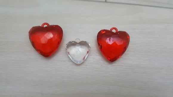 Pingente Coração Colorido Acrílico 3,5cm Pct 6 Unidades