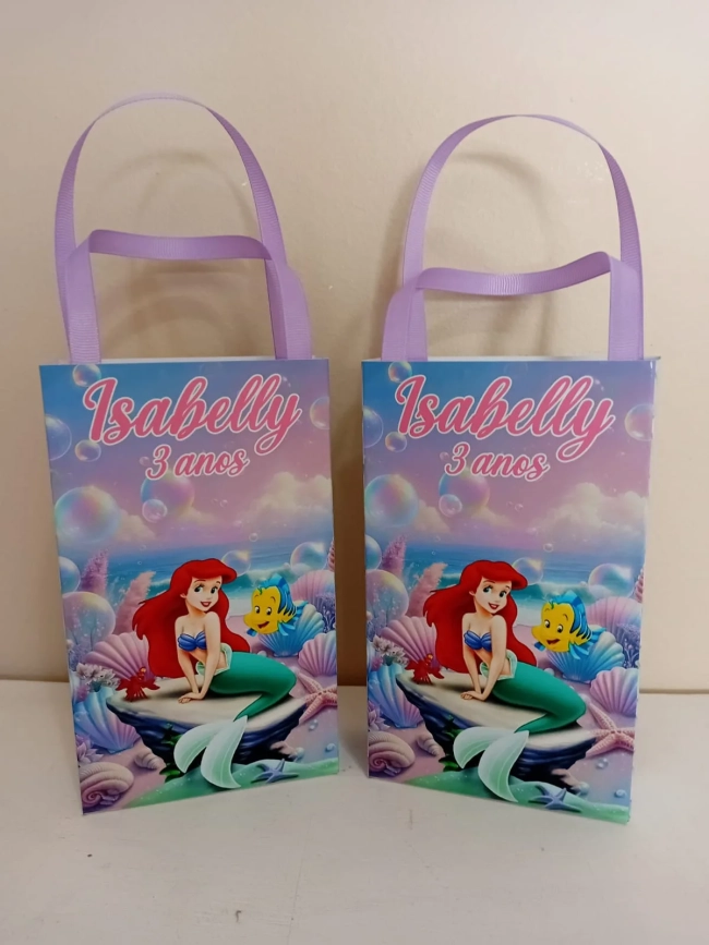 Sacolinhas Personalizadas Pequena Sereia para Lembrancinhas