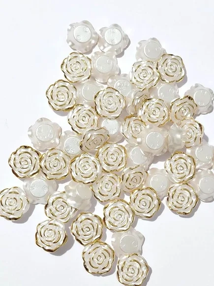 Rosa com Dourado Furo Passante 14mm Pacote com 50 Unidades