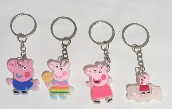 Chaveiro Porquinha Rosa Fluorescente Emborrachado 6 Unidades