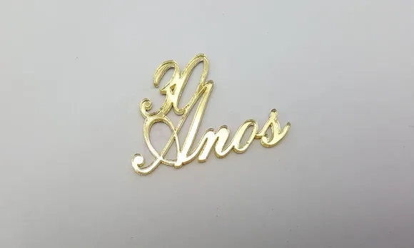 Aplique 30 anos Acrílico Espelhado Dourado 2,9cm Pct 7 Unids