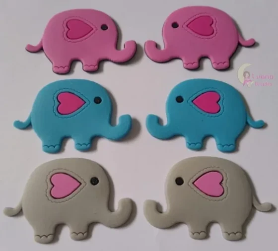 Aplique Elefante Colorido Emborrachado - Pct C/6 Unidades