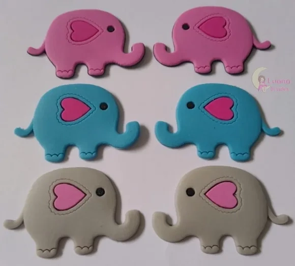 Aplique Elefante Colorido Emborrachado - Pct C/6 Unidades
