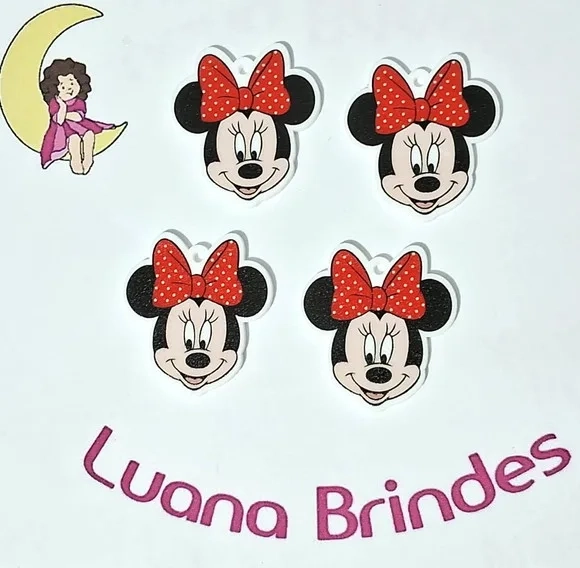 Pingente Minnie de Acrílico U.v. - Pct C/6 Unidades
