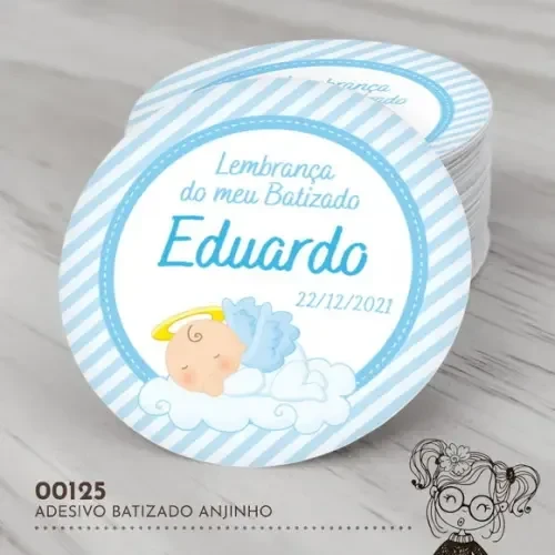 Adesivo Redondo Batizado Anjinho - 00125