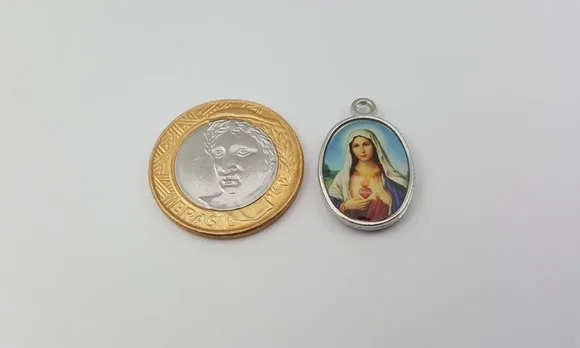 Medalha Oval do Imac. Coração de Maria e Nsa. Auxiliadora