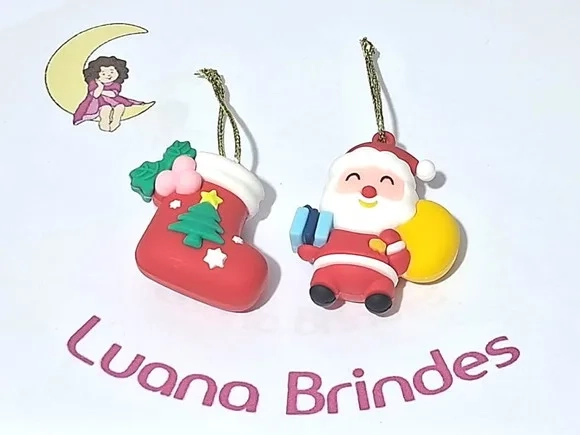 Pingente Natal Emborrachado 3d Pacote com 2 Unidades