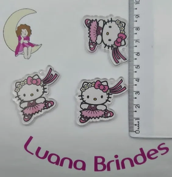 Ping Hello Kitty Bailarina de Acrílico Adesivado-pct c/ 5un