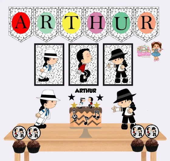 Kit Festa Só Um Bolinho MICHAEL JACKSON - Decoração de Festa
