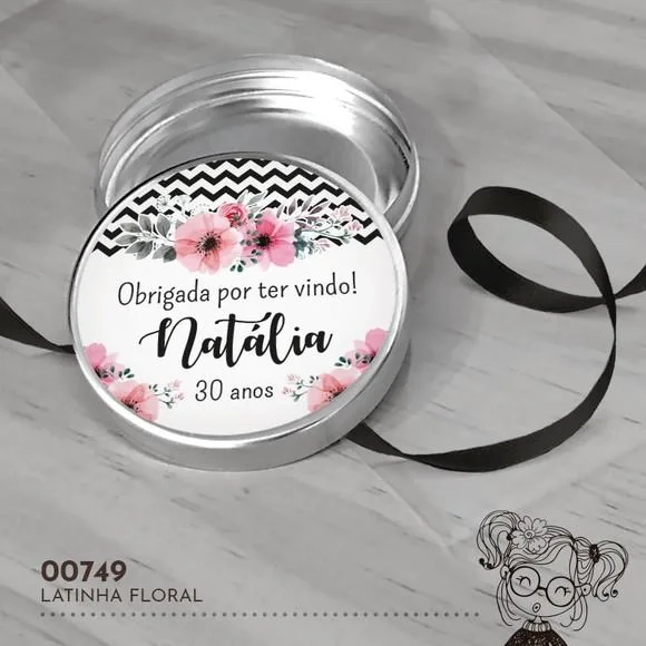 Latinha Adesivada Floral - 00749