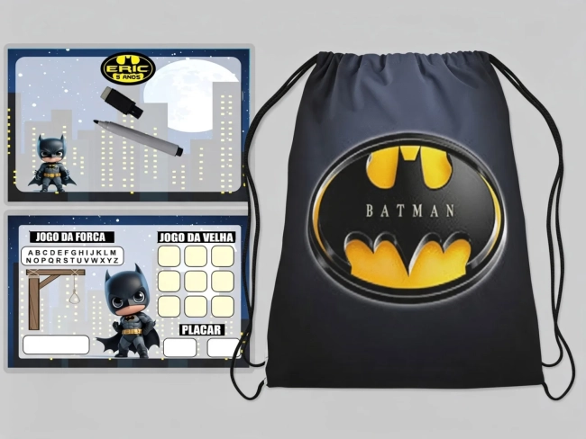 Kit Mochilinha e Lousa Magica para lembrancinhas do Batman