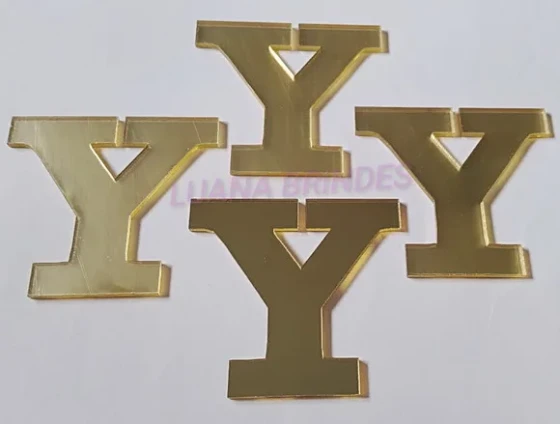 Aplique da Letra Y em Acrílico Espelhado Dourado - 5cm