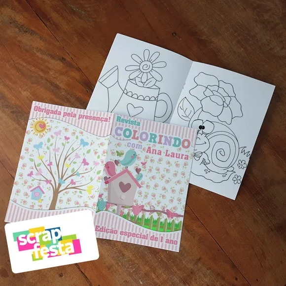 Revista Colorir+embalagem+lápis de Cor Jardim Encantado