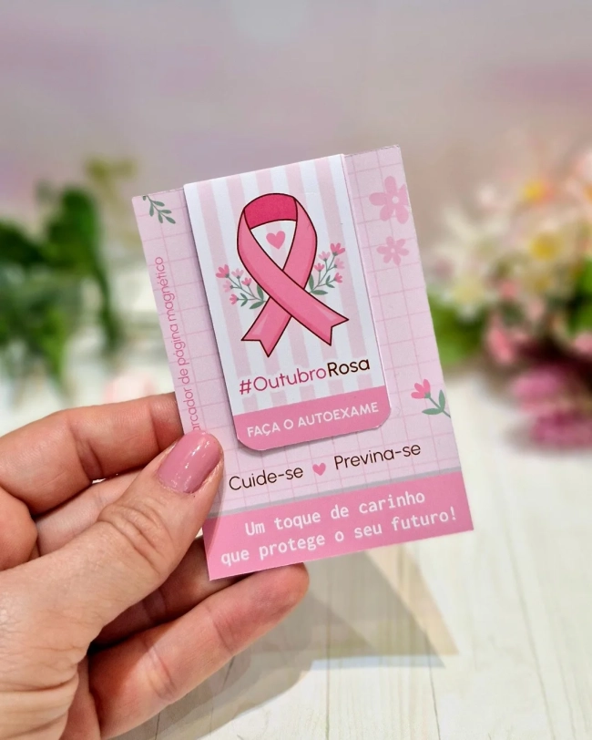 Marcador Página Magnético - Outubro Rosa