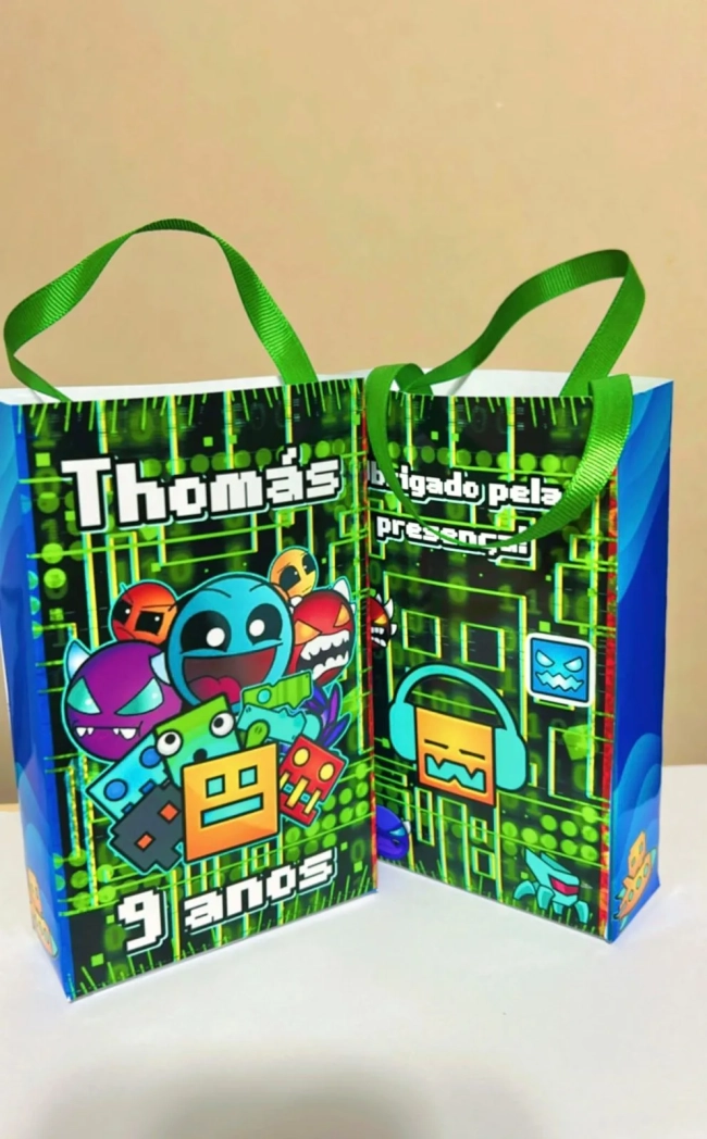 Sacolinhas Personalizada Geometry Dash Lembrancinhas Para Aniversário