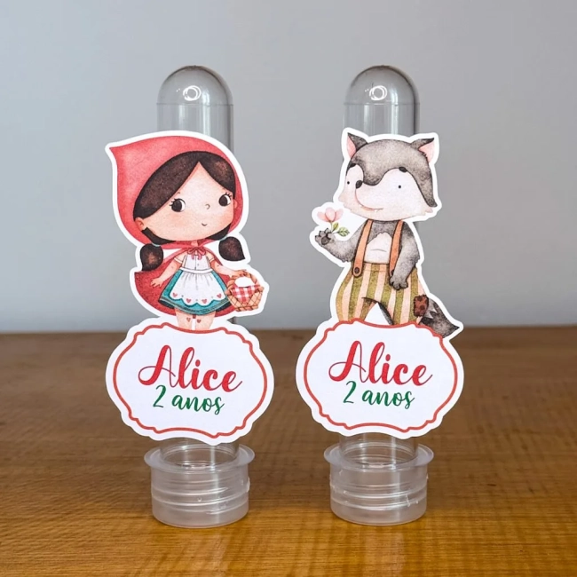 Apliques para Tubetes Personalizados CHAPEUZINHO VERMELHO - Decoração de Festa | Lembrancinhas | Aniversário | Personalizados