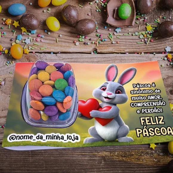Cartão de Páscoa Blister com Confete Coelho
