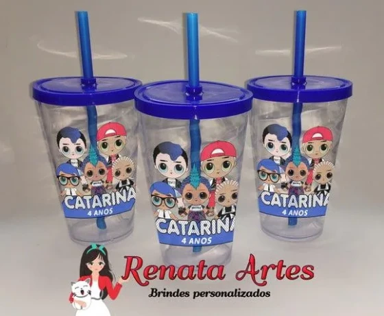 Copo com Canudo 500ml Lol Boy Surprise
