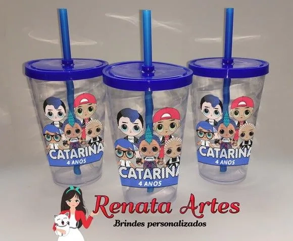 Copo com Canudo 500ml Lol Boy Surprise