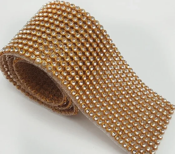 Manta de Strass Dourada Termocolante - 5cm x 45cm