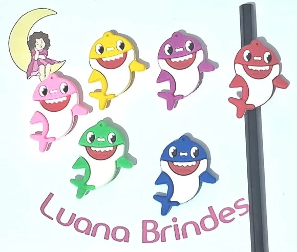 Lápis C/ponteira Baby Shark Emborrachado Pacote com 6 Peças