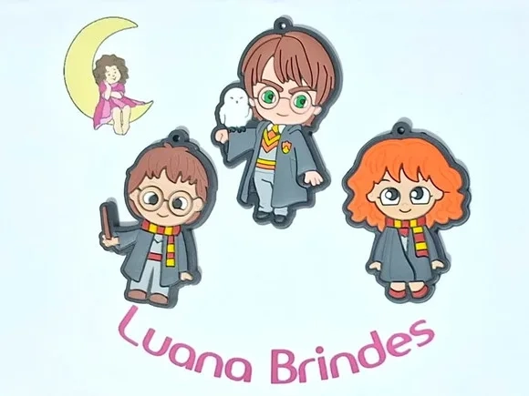 Pingente Harry Potter Emborrachado Pacote com 4 Unidades