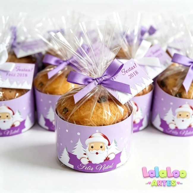 Mini Panetone 80g Embalado Temático Natalino — Lembrancinha de Natal