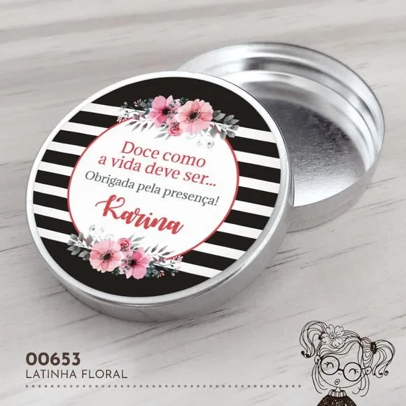 Latinha Adesivada Floral - 00653