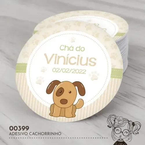 Adesivo Redondo Cachorrinho - 00399