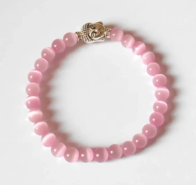 Pulseira Japamala 27 Contas Olho de Gato e Meru Buda (Artesanal)