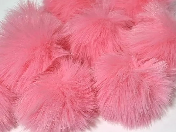 Pompom Rosa Poliéster Pacote com 4 Unidades