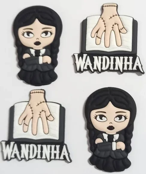Aplique Wandinha e Mãozinha Emborrachado 6 Unidades