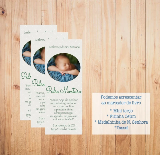 Lembrança batizado - Marcador de livro com foto