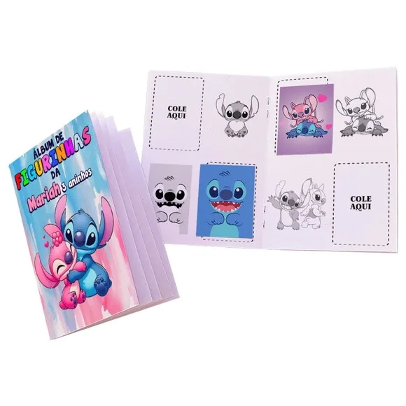 Mini Álbum de Figurinhas Festa Stitch e Angel Personalizado