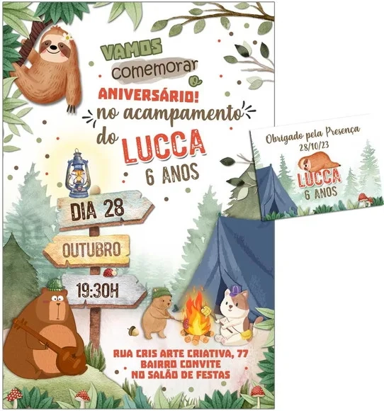 Convite Digital C/tag Acampamento Bosque