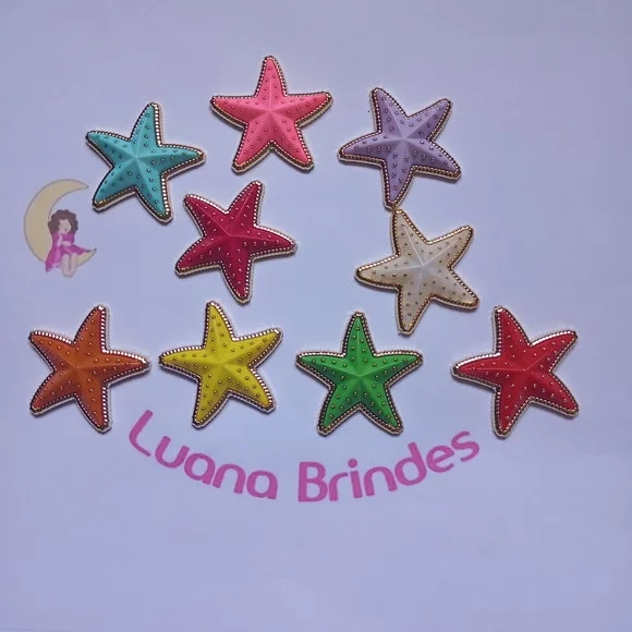 Aplique Estrela do Mar Colorida de 3,5cm 10 Unidade
