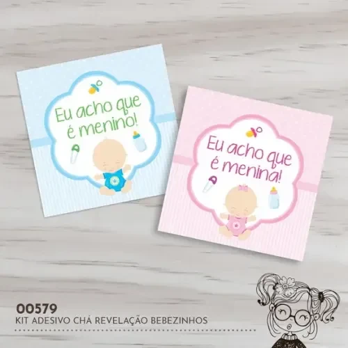 Kit Adesivos Quadrados Chá Revelação - 00579