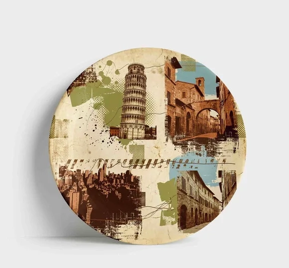 Prato Porcelana Itália 21cm - Torre de Pisa e Toscana