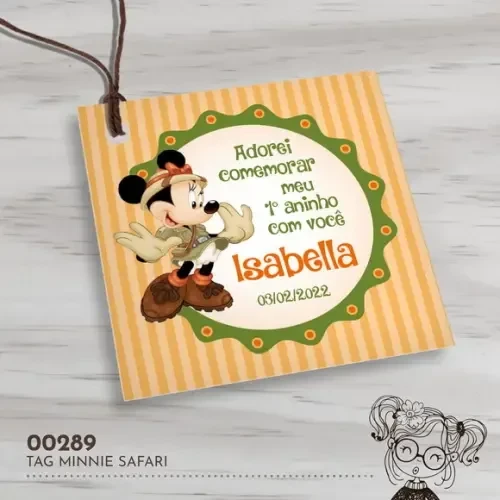 Tag Quadrada Minnie Safari - 00289