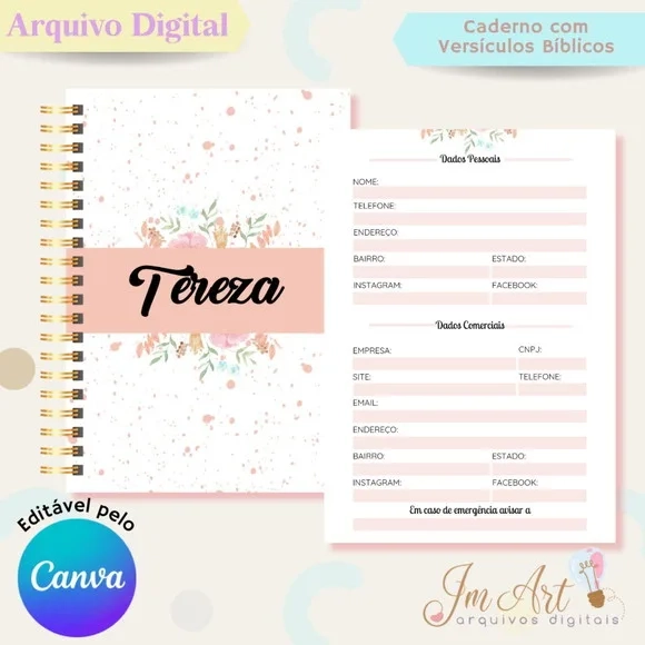 Caderno com Versículos Bíblicos Editável - Arquivo Digital